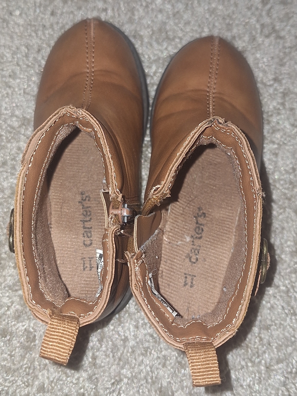 Carter's Tan Brown Toddler Zip Ankle Boots